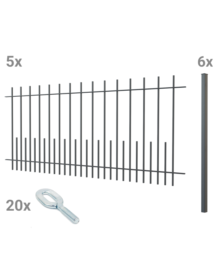 Zaunset Perugia zum Einbetonieren | Pulverbeschichtet anthrazit